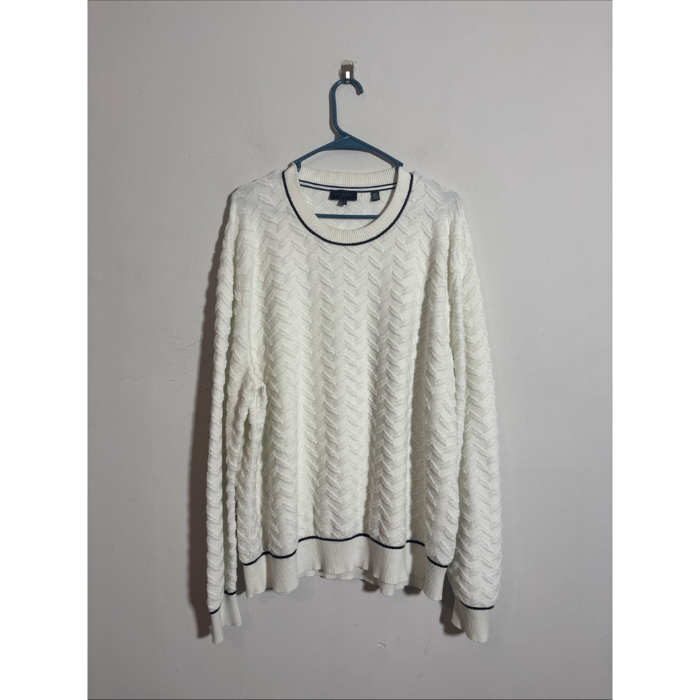 EUC MEN’S TED BAKER LONDON SWEATER VISCOSE OFF WHITE SIZE 7 CREAM WHITE